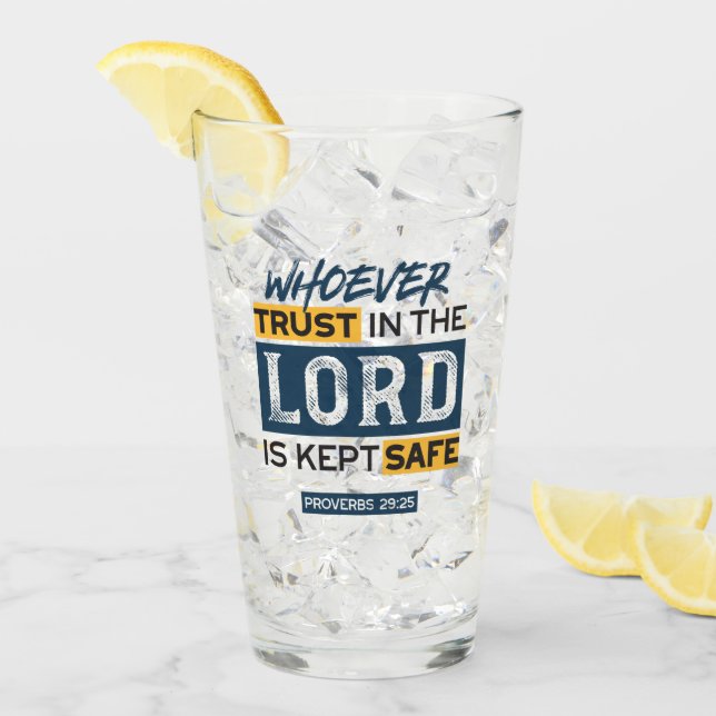 Verre Bible Quote Art - Proverbs 29:25 Trust in God (Devant glace)