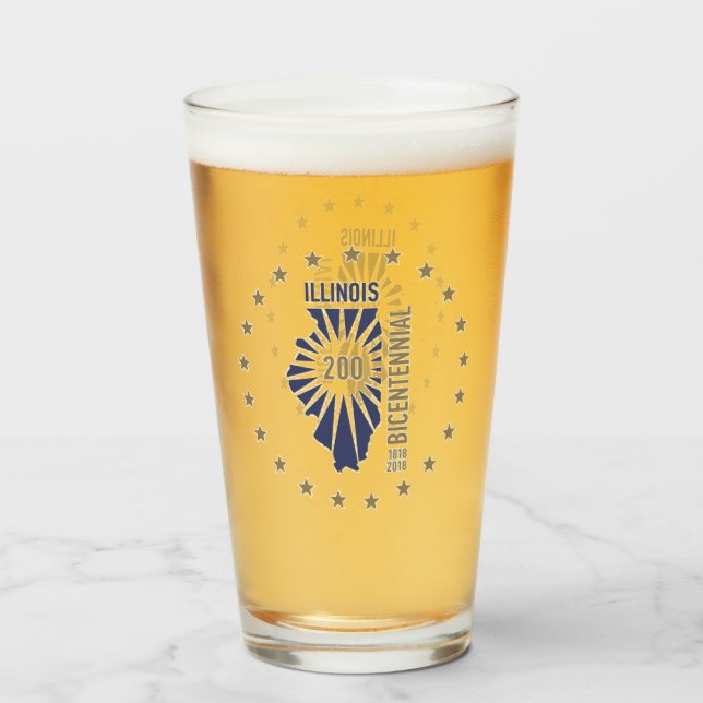 Verre Bicentenaire de l'Illinois 1818-2018 (Dos (rempli))