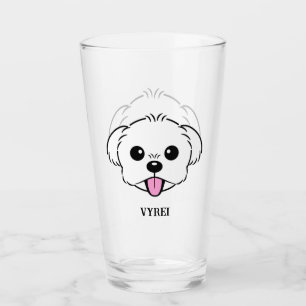 Verre Bichon blanc mignon Frise Chien Stick Sortie