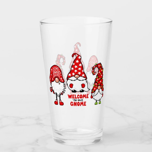 Verre Bienvenue à Notre Gnome Noël Gnomes Glass (Devant)