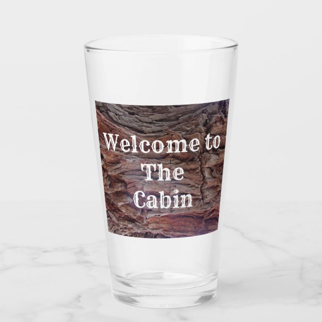 Verre Bienvenue dans l'arbre Cabine Trunk Photo Rustic (Devant)