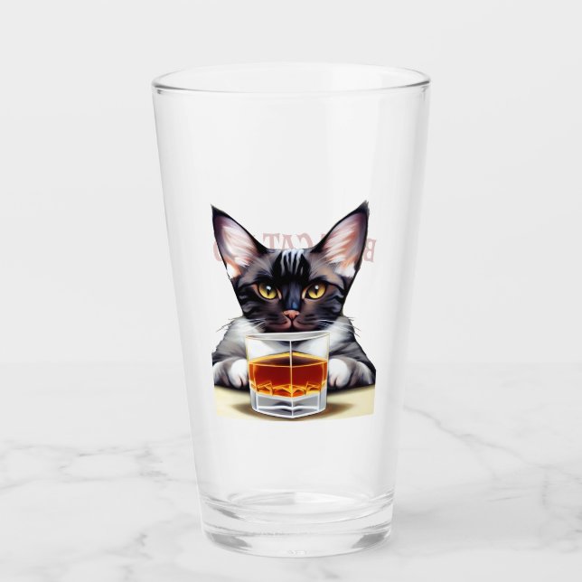 Verre Bière de peinture de chat mignonne (Devant)