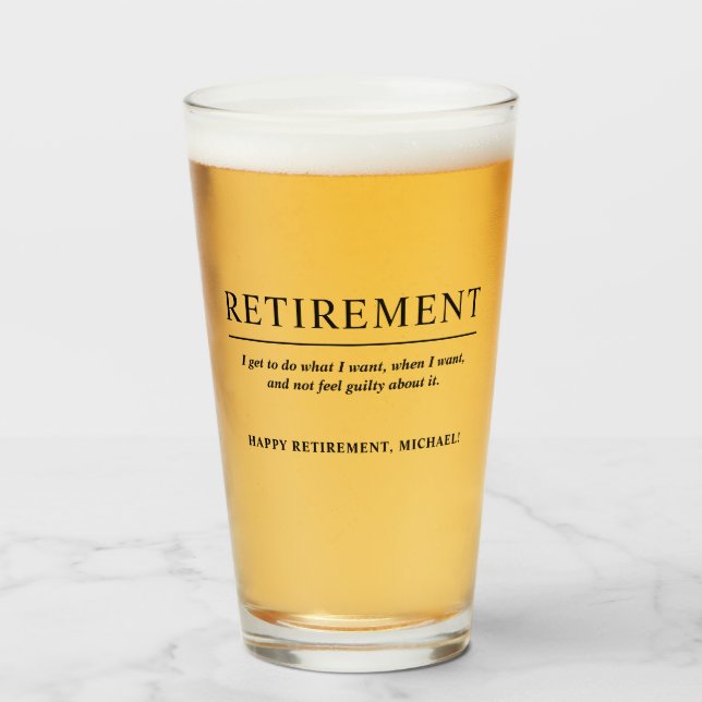 Verre Bière de retraite personnalisée pour Cool personna (Devant (rempli))