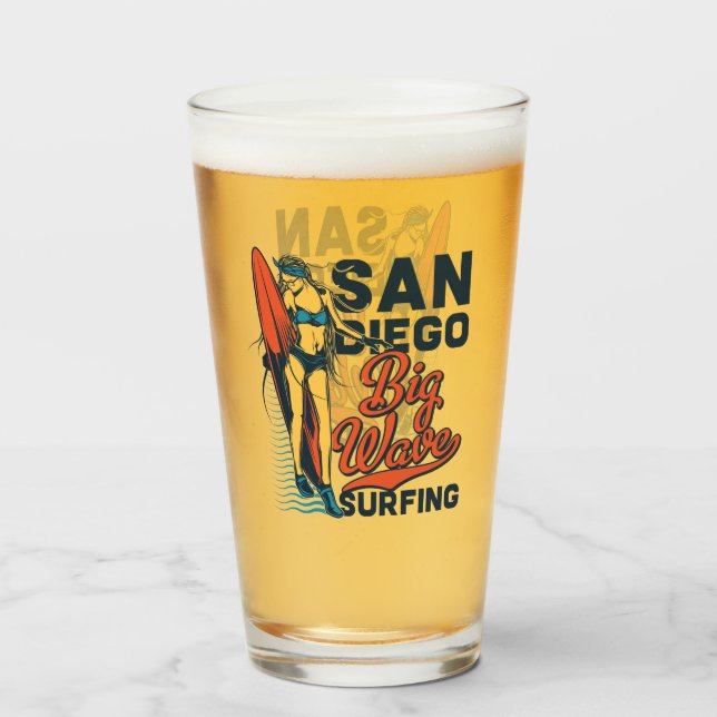Verre Bière de surf de grosse vague de San Diego (Devant (rempli))