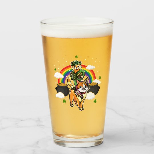 Verre Biere D Irlandais De Lepricat De Chat De Lutin De Zazzle Fr