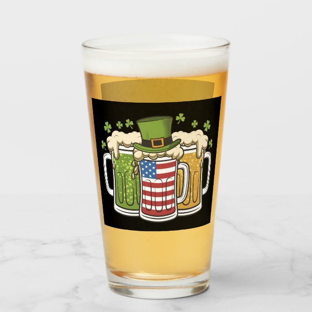 Verre Bière irlandaise Irlande États-Unis Drapeau améric (Devant (rempli))