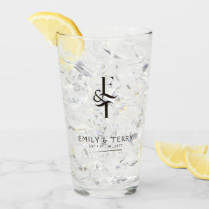 Verre Bière Monogramme minimaliste pour mariée et Mariag