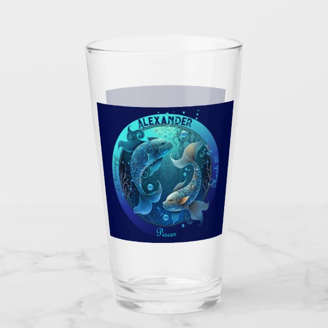 Verre Bière personnalisable Pisces Zodiac (Devant)