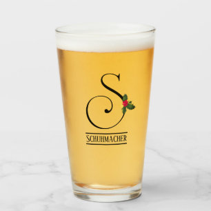 Verre Bière Personnalisée De Noël Holly Monogram S