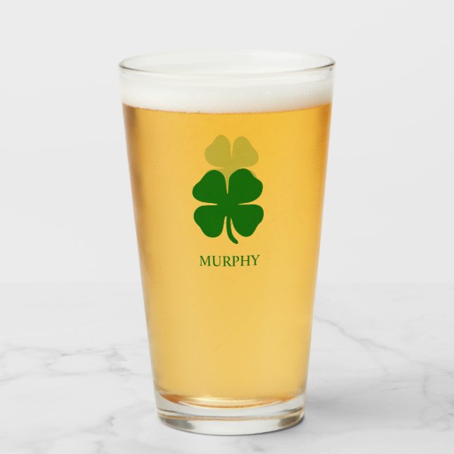 Verre Bière personnalisée irlandaise à quatre feuilles (Devant (rempli))