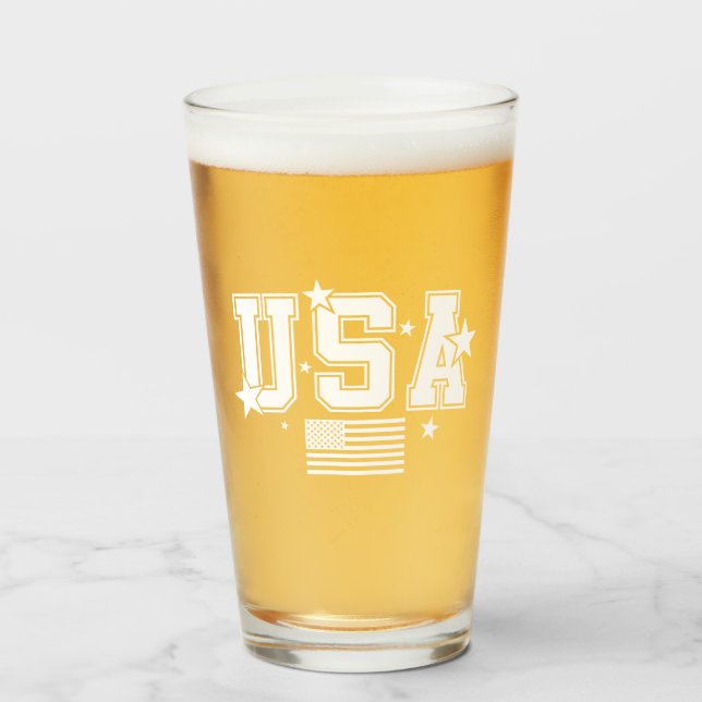 Verre Bières Drapeau USA (Devant (rempli))