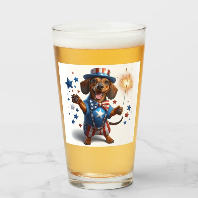 Verre Bières pour teckel du 4 juillet  (Devant (rempli))