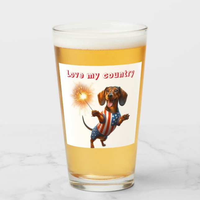 Verre Bières pour teckel du 4 juillet  (Devant (rempli))
