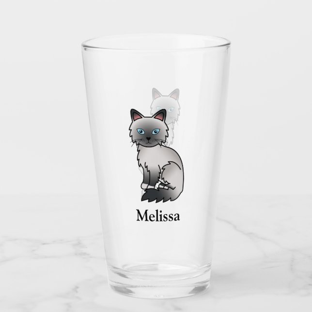 Verre Birman / Ragdoll Point Bleu Chat Mignon & Nom (Devant)