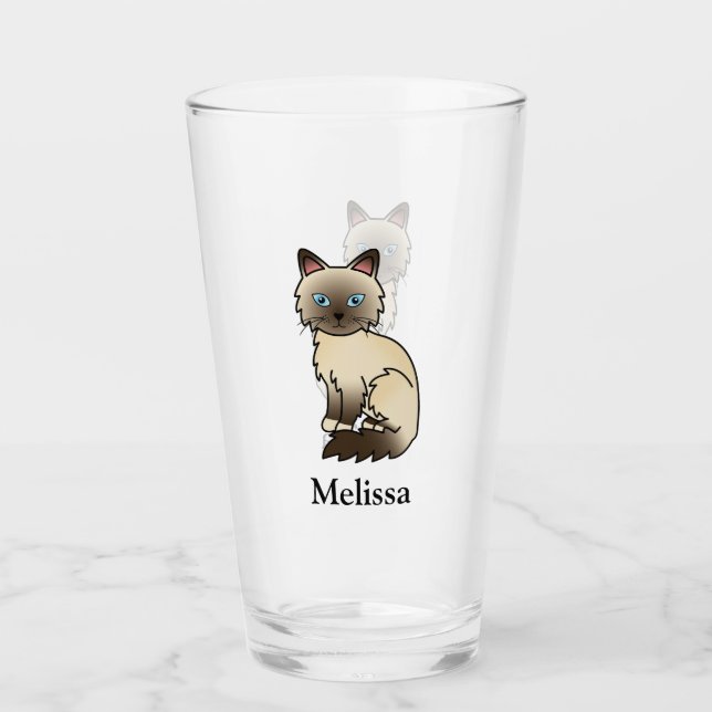 Verre Birman / Ragdoll Point Chocolat Chat Mignon & Nom (Devant)
