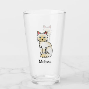 Verre Birman / Ragdoll Point crème Chat mignon & Nom