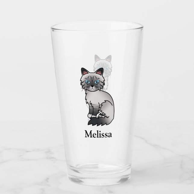 Verre Birman / Ragdoll Tabby bleu mignon & nom (Devant)
