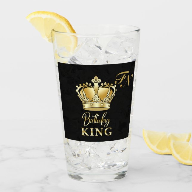 Verre Birthday King Gold Crown Royal Monogram Luxury (Devant glace)