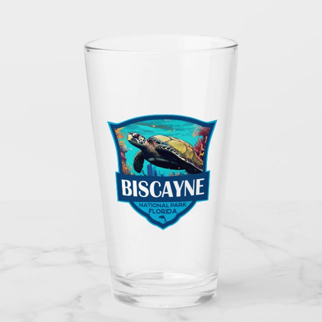 Verre Biscayne National Park Turtle Illustration Retro (Devant)