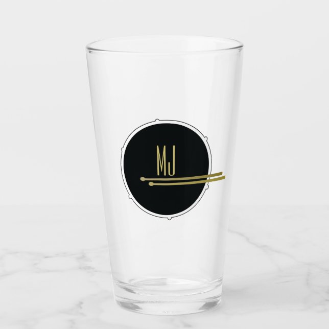 Verre Black Drums Cool Musique moderne Monogramme (Devant)