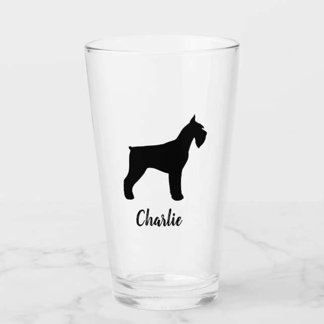 Verre Black Giant Schnauzer Silhouette Amoureux des chie (Devant)