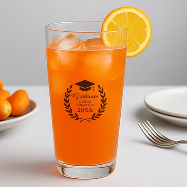 Verre Black Laurel Wreath Grad Casquette Graduate Nom et (Créateur téléchargé)