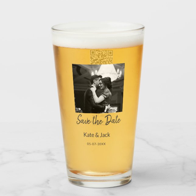 Verre BLACK WHITE enregistrer la date ajouter QR nom dat (Devant (rempli))