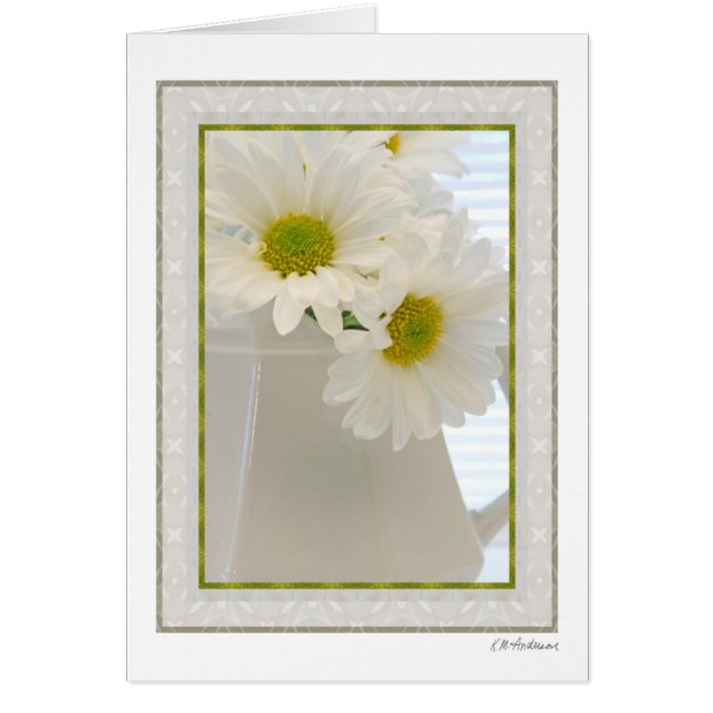 Verre blanc avec les marguerites 2 (Devant)