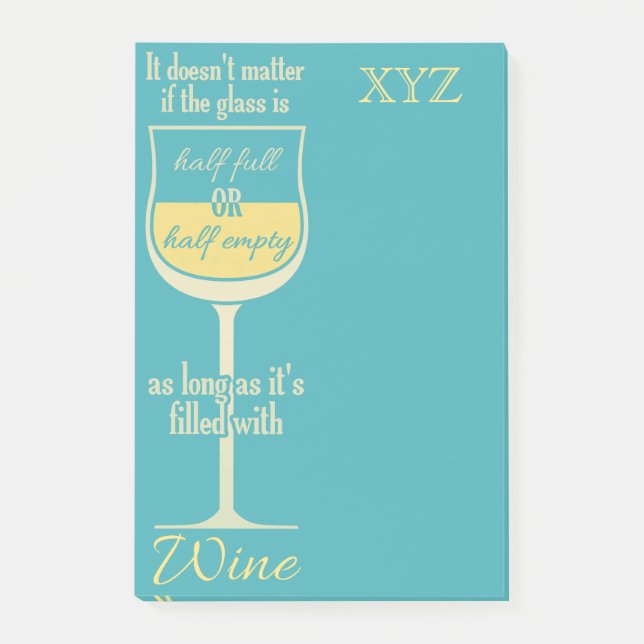 Verre blanc monogramme personnalisé Post-It notes (Devant)