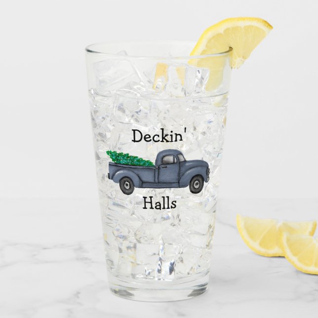 Verre bleu de boissons de camion de Noël de halls (Dos glace)