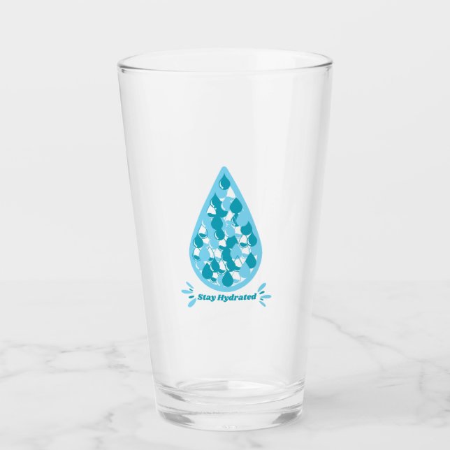 Verre Bleu et blanc Restez Hydraté (Devant)