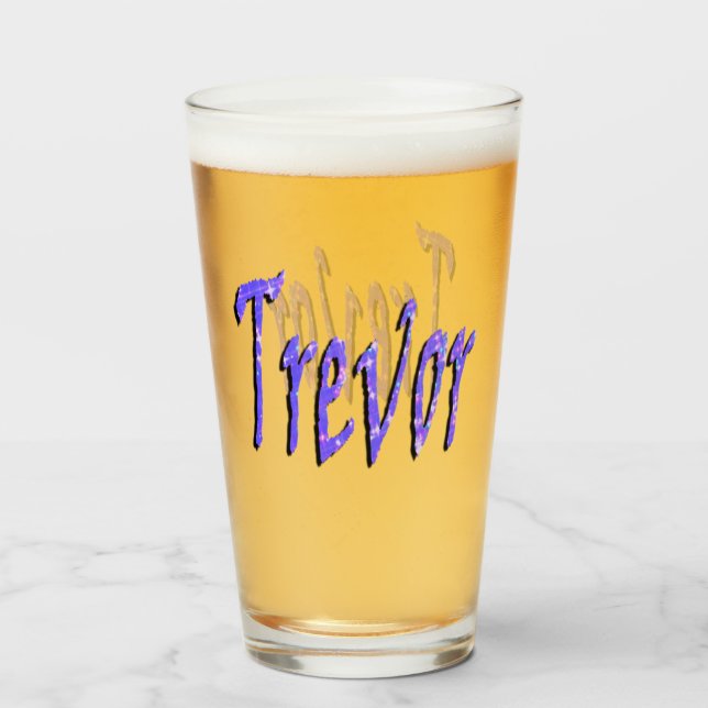 Verre Bleu Starry Trevor Nom Logo, (Devant (rempli))
