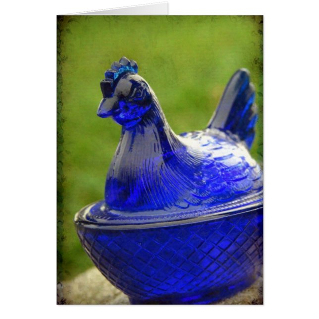 Verre Bleu vintage Hen Avec Texture (Devant)