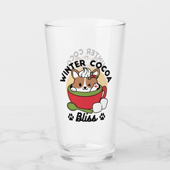 Verre Bliss de cacao d'hiver - Chien mignon en mode Mug (Devant)