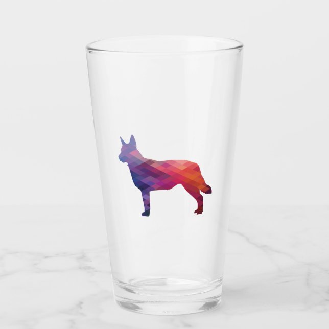 Verre Blue Heeler Chien race Silhouette Geo Purple (Devant)