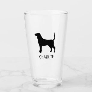 Verre Bluetick Coonhound Dog Silhouette Personnalisé