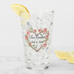 Verre Blush Romantic Rose Floral Coeur Amour<br><div class="desc">Blush Romantic Rose Floral Coeur avec amour est une citation patiente</div>