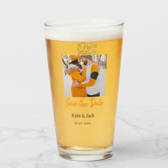 Verre Boho moderne enregistrer la date ajouter QR nom da (Devant (rempli))