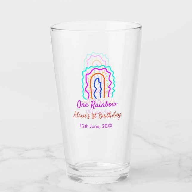Verre Boho Rainbow un anniversaire enfants brillant rétr (Devant)