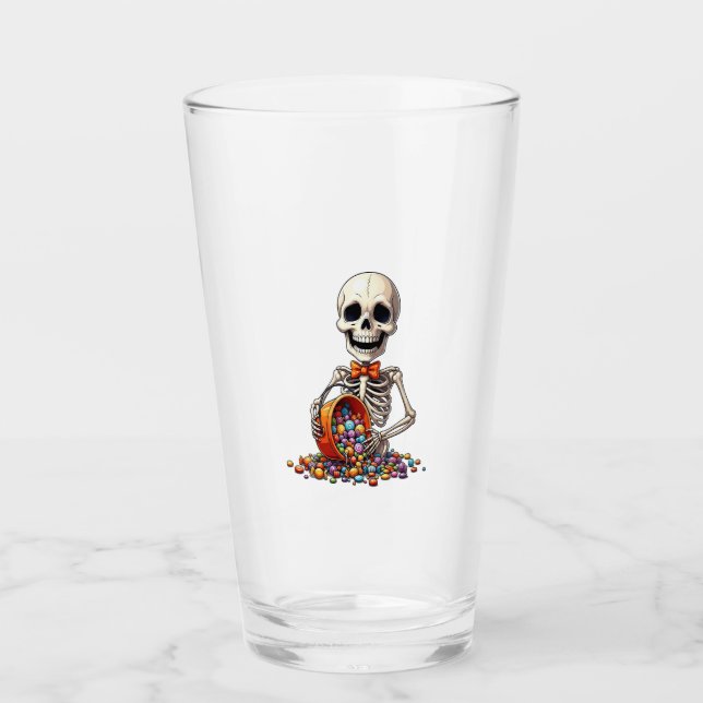 Verre Bol de bonbons squelette Halloween (Devant)