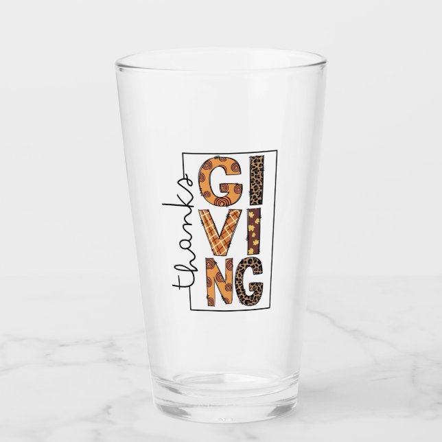 Verre Bon thanksgiving Empreinte de léopard Rainbow Turq (Devant)