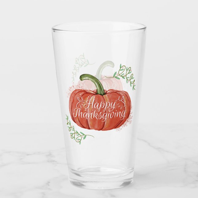 Verre Bon thanksgiving - WC Citrouille avec Word Art (Devant)