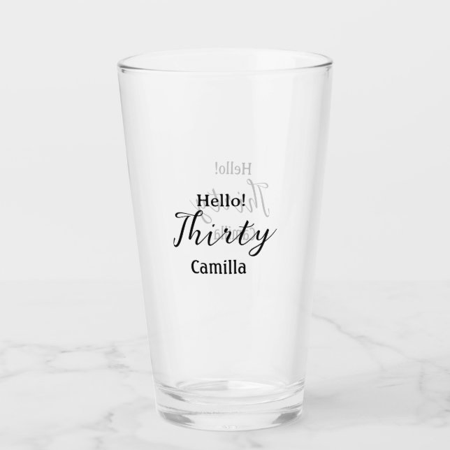 Verre Bonjour trente anniversaire nom simple minimal élé (Devant)