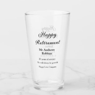 Verre Bonne retraite ajouter le nom années de service à 