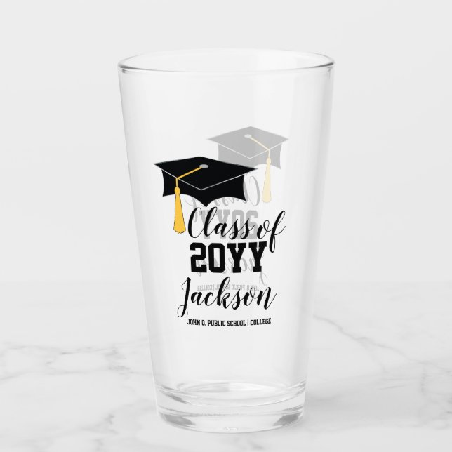 Verre Bonnet de remise des diplômes avec pompon année de (Devant)