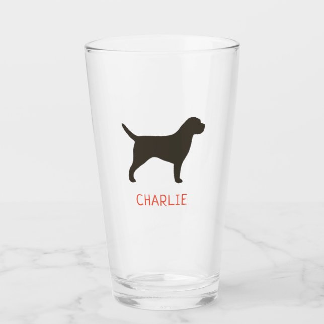 Verre Bordure Terrier Chien Silhouette Personnalisé (Devant)