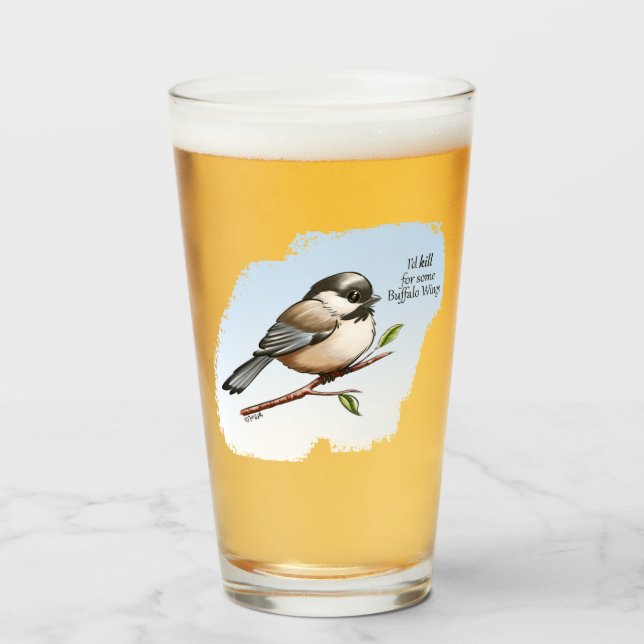 Verre BOUFFÉE DE CHICKADEE AILES de Jeff Willis Art (Devant (rempli))