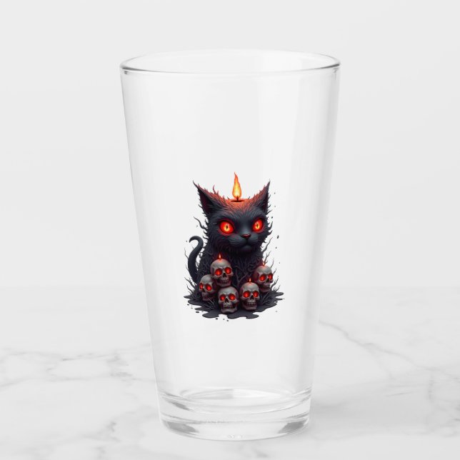 Verre Bougie Chat Effrayant (Devant)