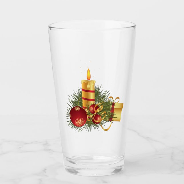 Verre Bougie de Noël dorée (Devant)