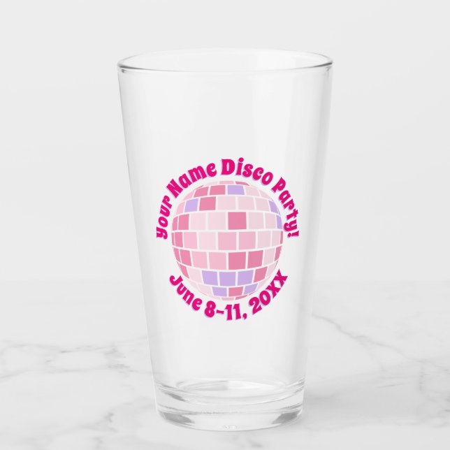 Verre Boule Disco Rose Retro PERSONNALISÉE (Devant)